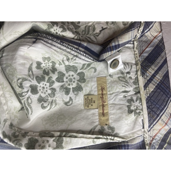 Men's‎ Tommy Bahama Blue Plaid Relaxed Textured Silk Blend Golf Shorts- Size 38 - Picture 11 of 13